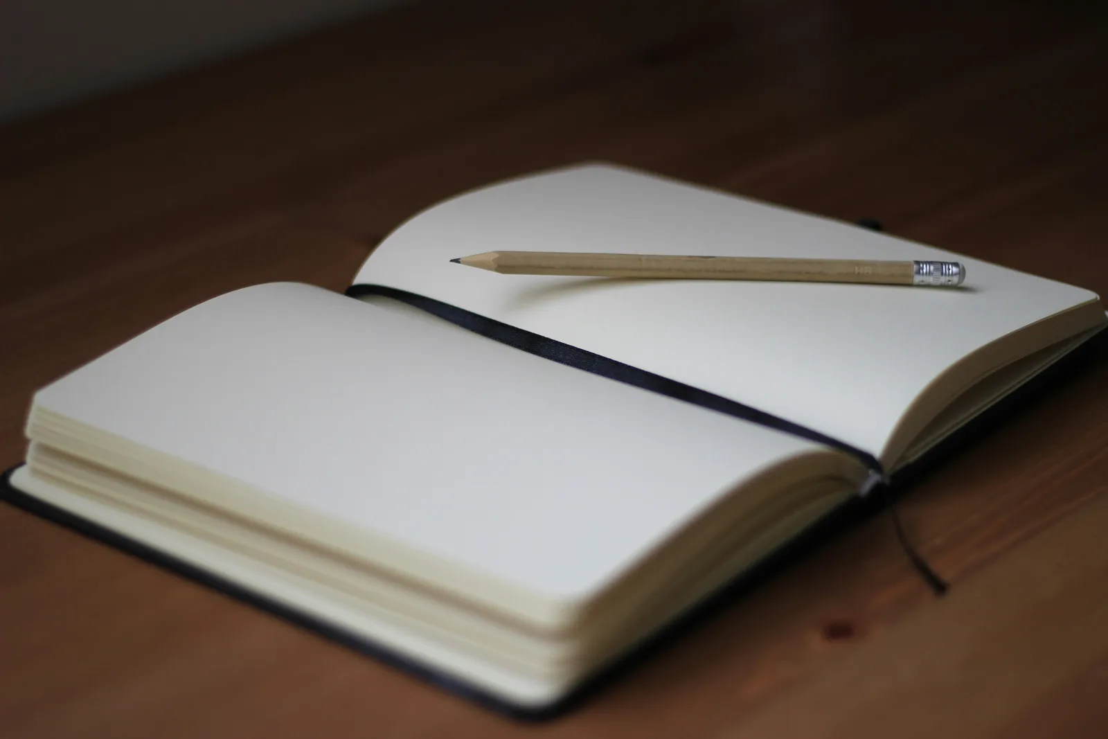 Open journal with pencil on top